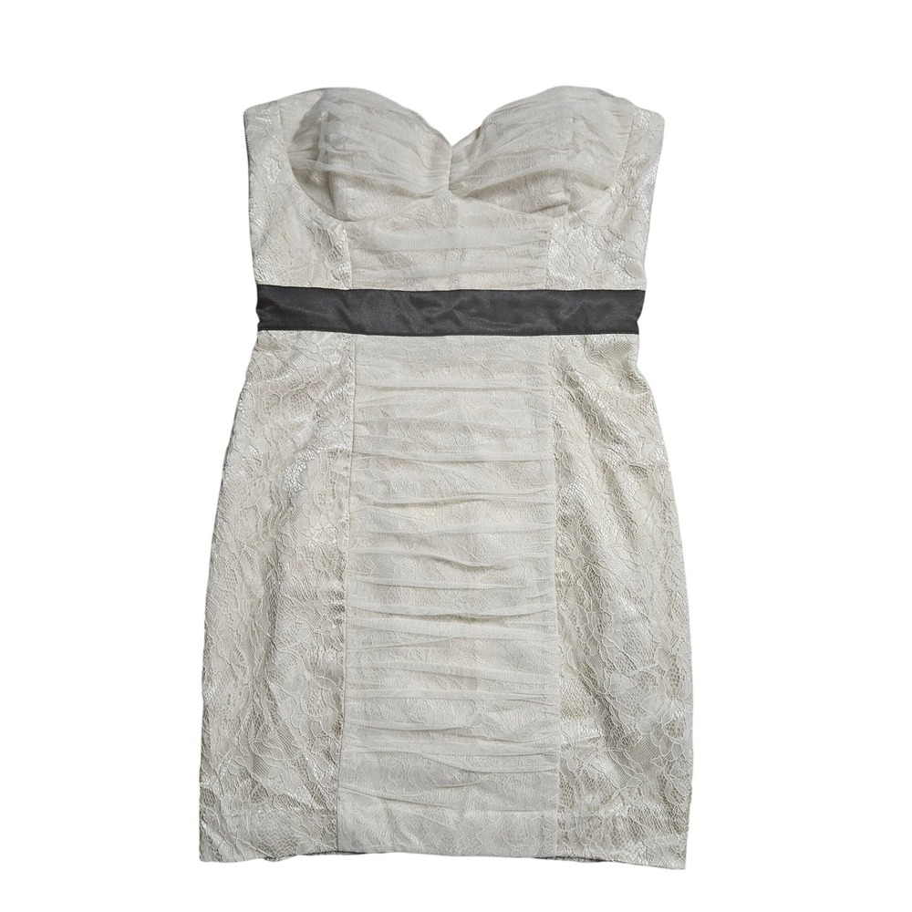 Bebe Shirred Lace Bustier Strapless Dress Bodycon Cocktail Womens S Feminine NWT